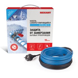 Греющий саморегулирующийся кабель на трубу 15MSR-PB 25M (25м/375Вт) REXANT