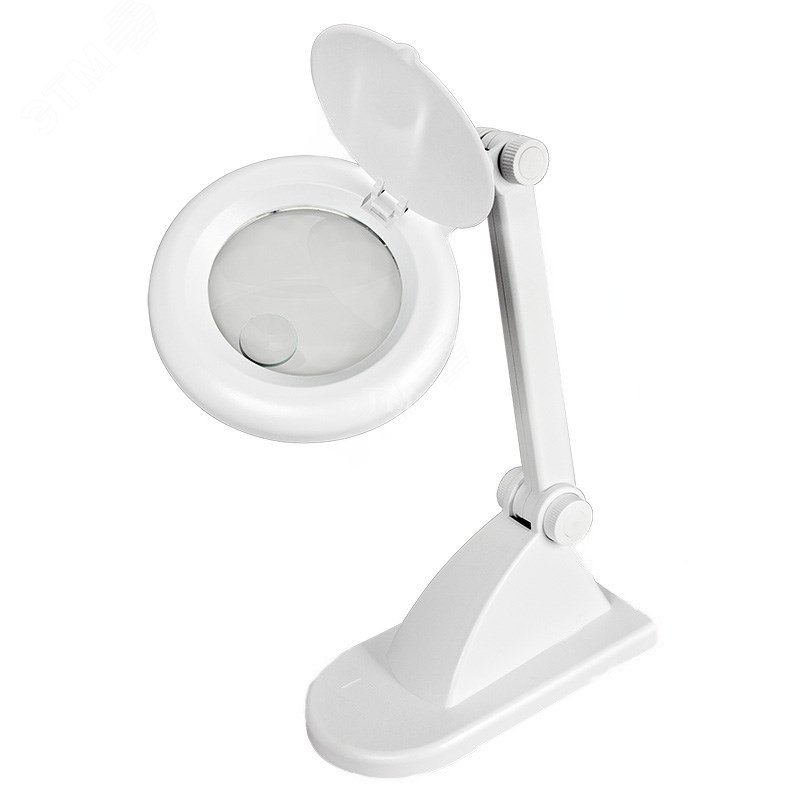 Лупа настольная 3D+12D  с подсветкой, белая