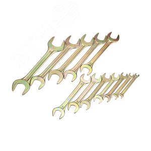 Набор ключей рожковых (6х7-30х32 мм), (упак - 12 шт.)., желтый цинк