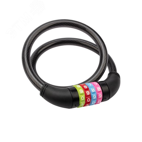 Замок тросовый кодовый взломостойкий для велосипедов и колясок 65 см черный