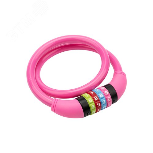 Замок тросовый кодовый взломостойкий для велосипедов и колясок 65 см розовый