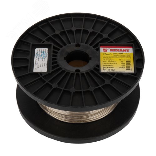 Трос стальной в ПВХ оплетке d=2.0 мм. прозрачный (200 м)