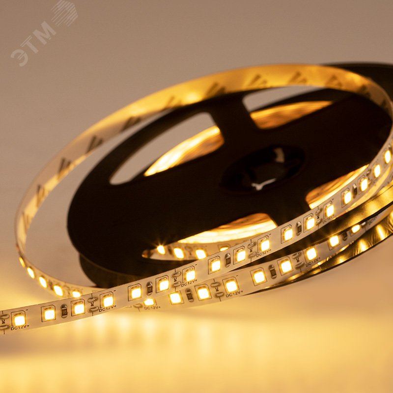 Лента LED 12 В, 8 мм, IP23, SMD 2835, 120 LED/m, 12 V, цвет свечения теплый белый (3000 K)