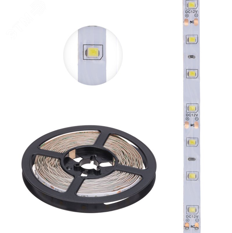 Лента LED 5 м 12 В 2835 2700 К IP23 60 LED/м для БП с клеммами LAMPER
