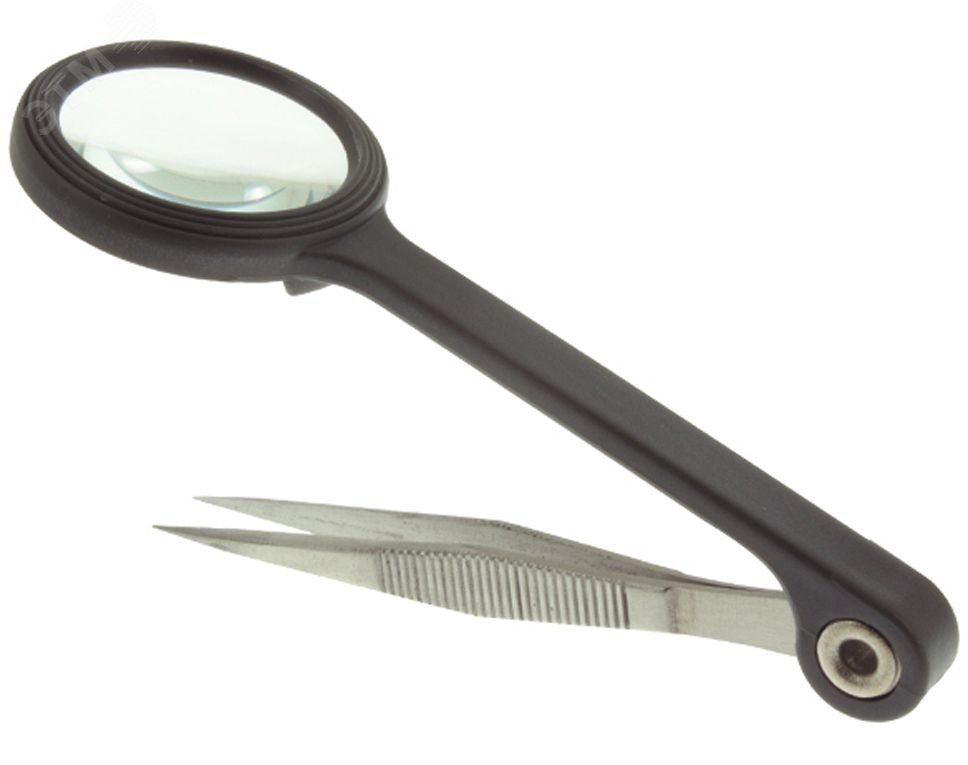 Лупа ручная с пинцетом 8х