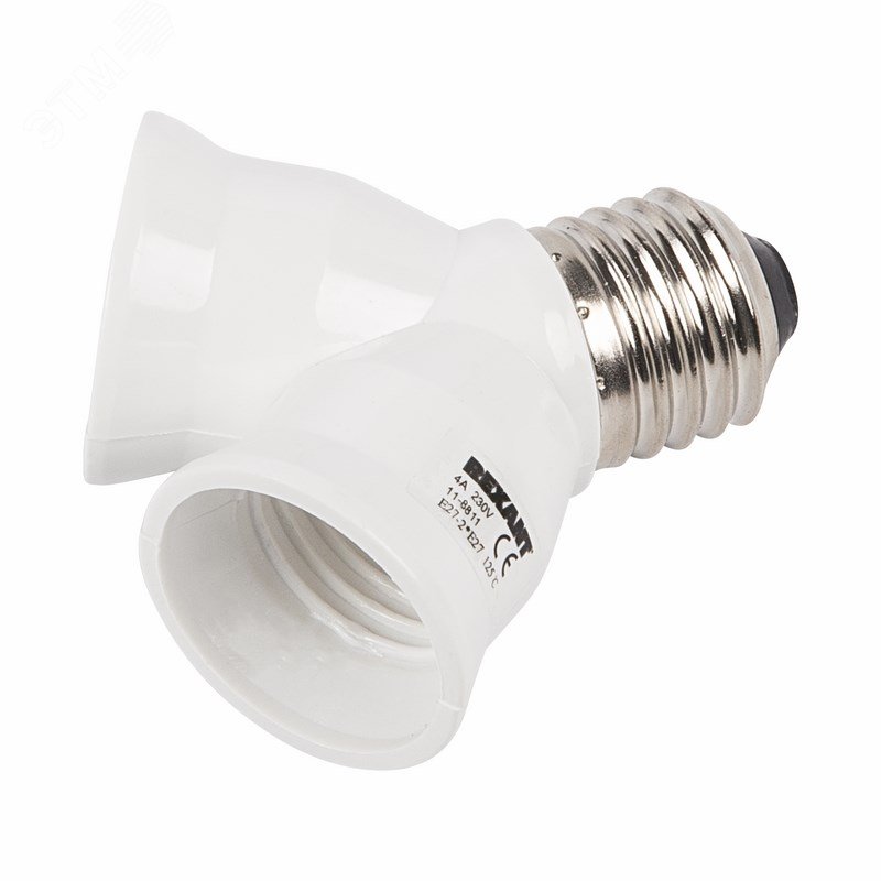 Разветвитель цокольный  Е27-2хЕ27 белый