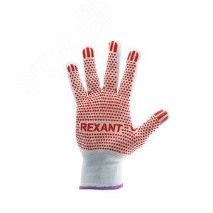 Перчатки х/б белые нейлоновые, REXANT