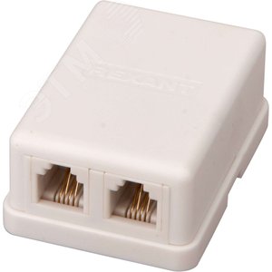 Розетка телефонная 2 гн RJ-11(6P-4C) внешняя (50 шт/уп),