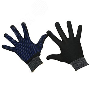 Перчатки нейлоновые ПВХ черные, REXANT