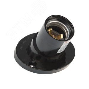 Патрон карболитовый настенный Е27 черный c этикеткой наклонный