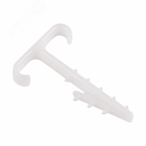 Дюбель-хомут нейлоновый Т-образный для двух кабелей 2х12 мм, белый (100 шт/уп)