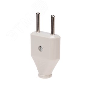 Вилка прямая без з/к 6А плоская белая REXANT