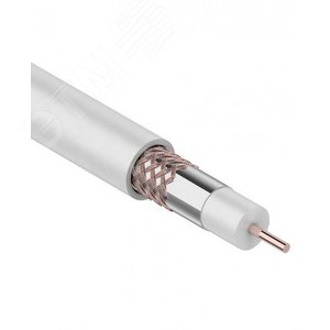Кабель коаксиальный RG-6U+Cu, 75 Ом, Cu/Al/Cu, 75%, бухта 100 м, белый, REXANT