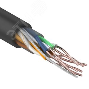 Кабель витая пара U/UTP категория 5e ZH нг(А)-HF 4PR 24AWG внешний черный 305м, REXANT
