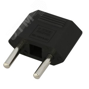 Адаптер сетевой (переходник) с Евро А/F на тонкую вилку С1 плоский 'Тефаль' 6А б/з черный (1 шт/уп)