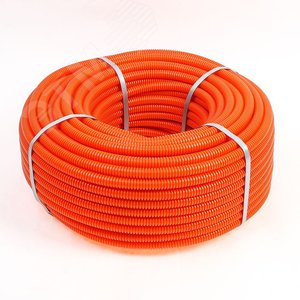 Труба гофрированная из ПНД с зондом 25 мм, оранжевая (50 м/уп.), REXANT