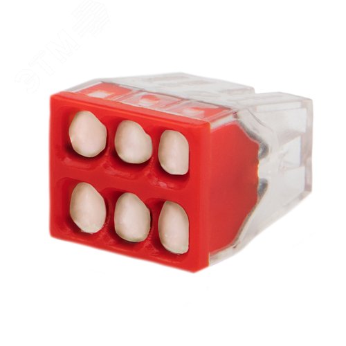 Экспресс-клемма с пастой СМК 2273-246, 6-проводная 0.5-2.5 кв мм, прозрачная (100 шт./уп.), REXANT