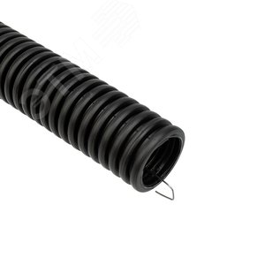 Труба гофрированная из ПНД, с зондом, черная, 16 мм (бухта 100 м/уп), REXANT