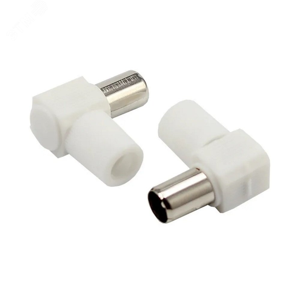 Разъем штекер TV без пайки белый угловой,