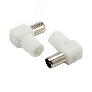 Разъем штекер TV без пайки белый угловой,