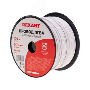 Провод ПГВА 1х0.75 мм2, белый, бухта 100 м,