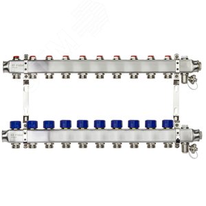 Коллекторная группа SSM-10R set 10 контуров 1' x 3/4' с термостатическими клапанами и кронштейнами