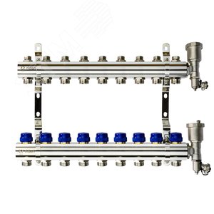 Коллекторная группа FHF-9R set 9 контуров 1' х 3/4' c воздухоотводчиками и кронштейнами