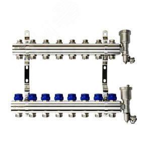 Коллекторная группа FHF-8R set 8 контуров 1' х 3/4' c воздухоотводчиками и кронштейнами