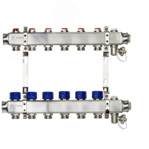 Коллекторная группа SSM-6R set 6 контуров 1' x 3/4' с термостатическими клапанами и кронштейнами