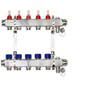 Коллекторная группа SSM-5RF set 5 контуров 1' x 3/4' с расходомерами и кронштейнами