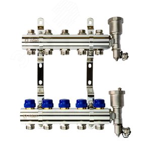 Коллекторная группа FHF-5R set 5 контуров 1' х 3/4' c воздухоотводчиками и кронштейнами