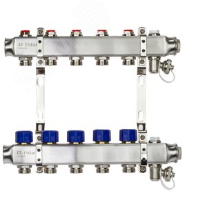 Коллекторная группа SSM-5R set 5 контуров 1' x 3/4' с термостатическими клапанами и кронштейнами