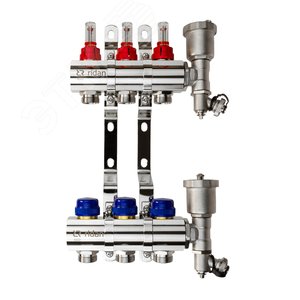 Коллекторная группа FHF-3RF set 3 контура 1' х 3/4' с расходомерами, воздухоотводчиками и кронштейнами