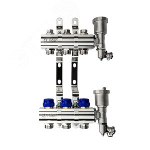 Коллекторная группа FHF-3R set 3 контура 1' х 3/4' c воздухоотводчиками и кронштейнами