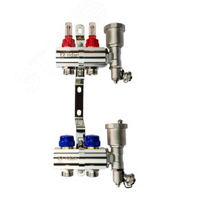 Коллекторная группа FHF-2RF set 2 контура 1' х 3/4' с расходомерами, воздухоотводчиками и кронштейнами