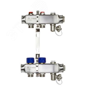 Коллекторная группа SSM-2R set 2 контура 1' x 3/4' с термостатическими клапанами и кронштейнами