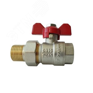 Кран шаровой BVR-FR с накидной гайкой и ниппелем (американка) DN 25 PN40 Т от -20С +120 град. материал корпуса латунь CW602N