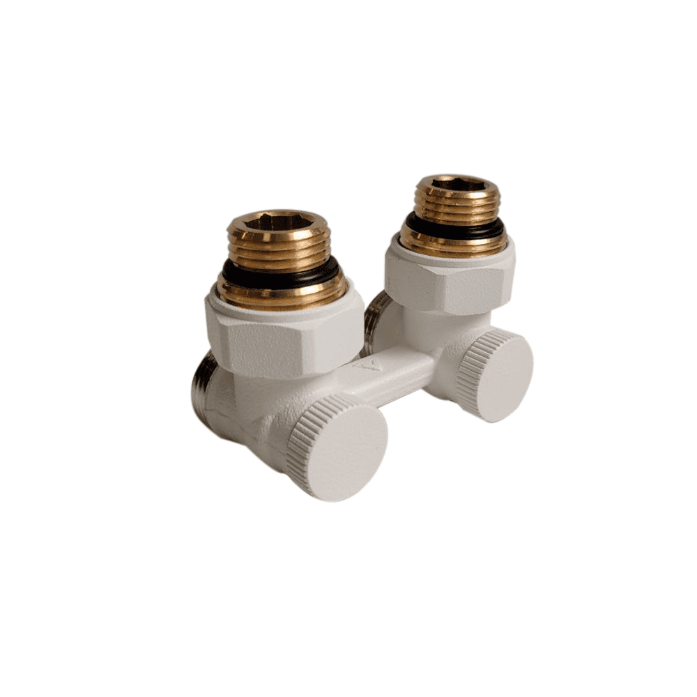 Узел нижнего подключения PREMIUM, угловой, DN15 (1/2), DN20 (3/4) Eurokonus9016М Белый