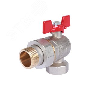 Кран шаровой угловой с американкой 1 ВН/НР, ручка бабочка