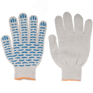 Перчатки вязаные (4 нити), х/б c ПВХ, 10 класс вязки, ''Волна''