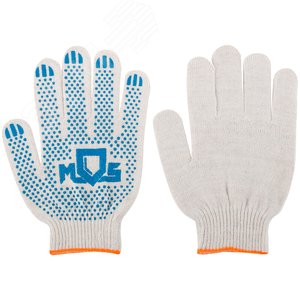 Перчатки вязаные (4 нити), х/б, с ПВХ, 10 класс вязки