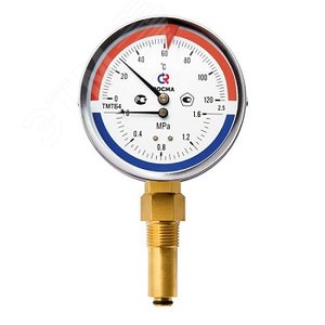 Термоманометр радиальный ТМТБ-31Р.1, 0...150С, 0...1 МРа 1/2' кл.2.5
