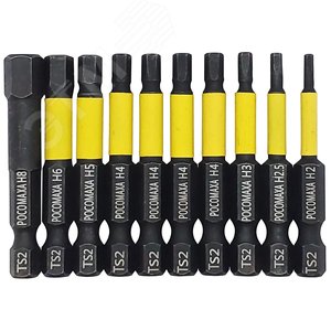 Набор магнитных ударных бит HEX длинной 50 мм H2хH2,5хH3хH4хH4хH4хH4хH5хH6хH8