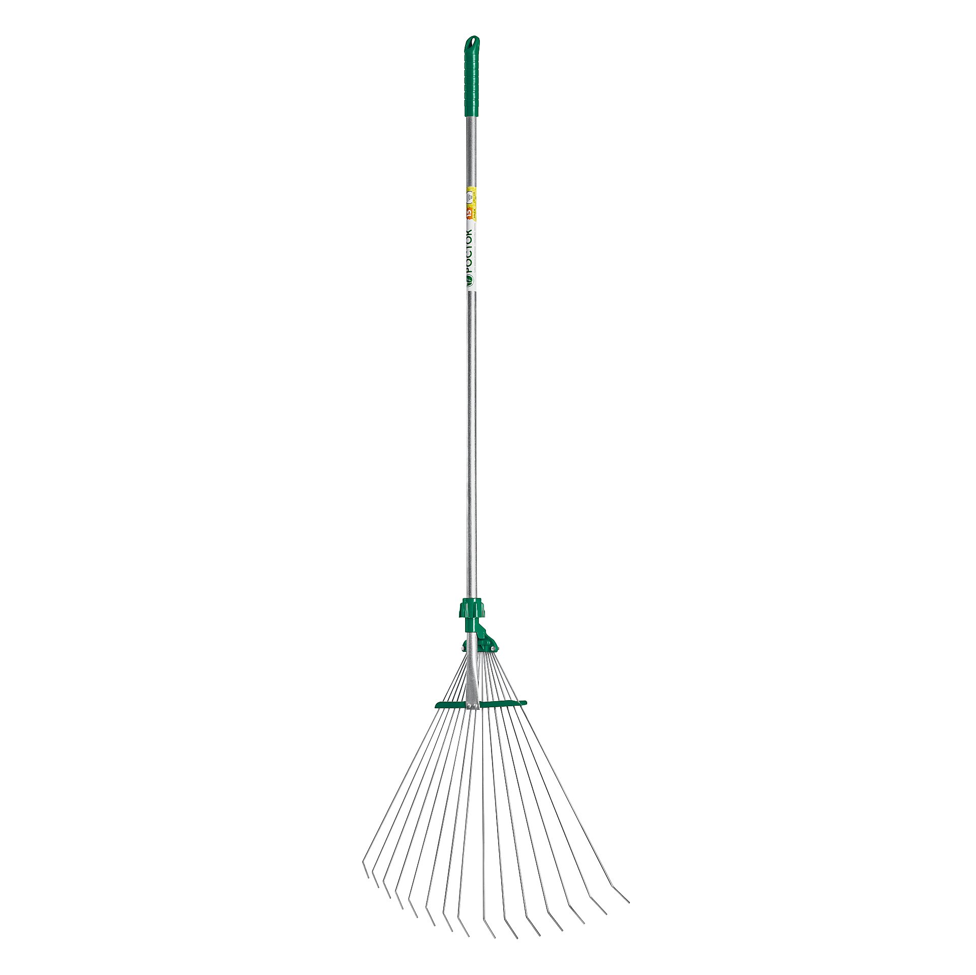 POCTOK РВ-15, 170-570 мм, длина 1180 мм, стальная рабочая часть, алюминиевый черенок, регулируемые веерные грабли (39640)