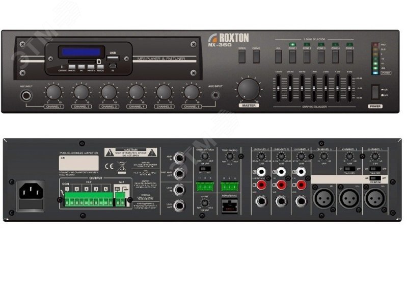 Усилитель МХ-600 USB-проигрыватель-тюнер-усилитель600 Вт, 3 микр.+ 3 унив. входа, 5 зон, работа с   RM-05