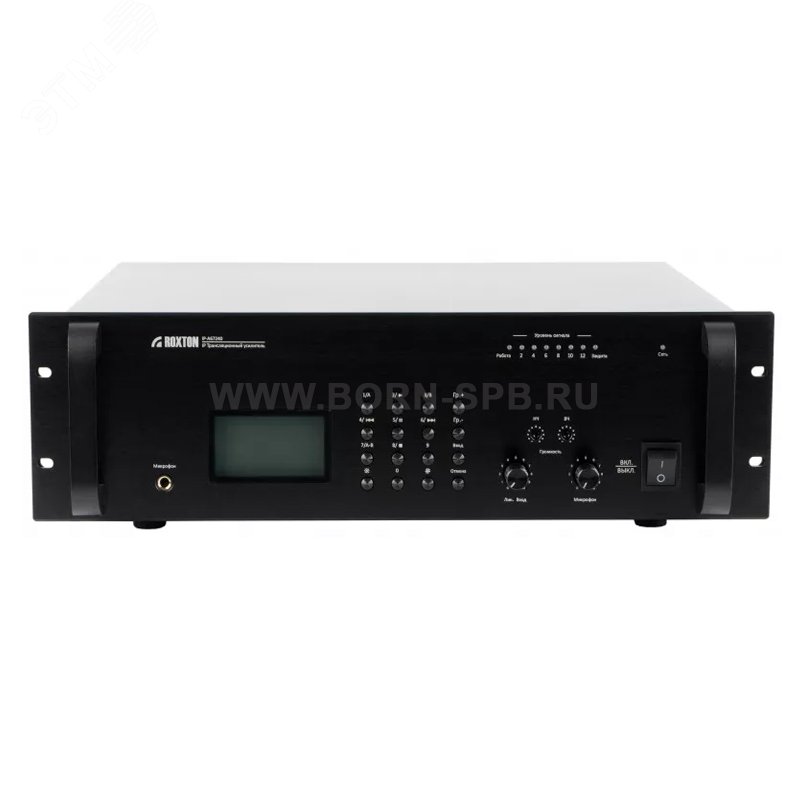 IP-усилитель, 350 Вт, 1 микр+ 1 лин вход, запуск mp3-проигрывателя, 3U
