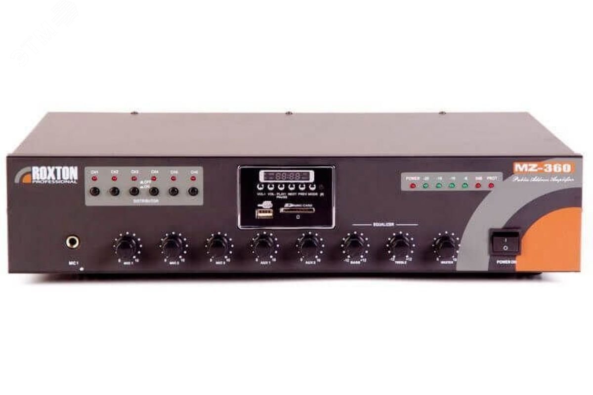 МР3-плеер-USB-FM-тюнер-усилитель 240Вт, 3 микр/2 лин входа, ИК-пульт ДУ, 6 зон