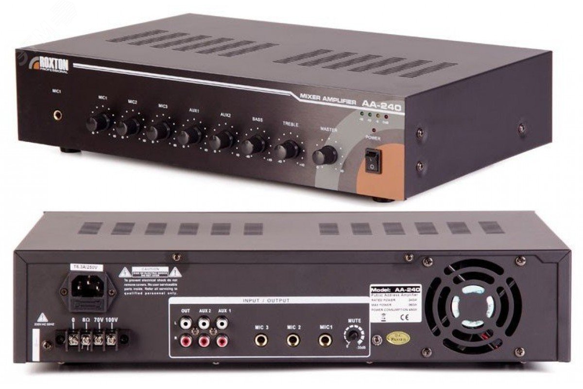 Усилитель 240 Вт, 3 микр./2 лин. входа