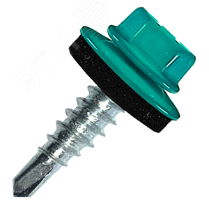 Саморез кровельный 4.8х29 RAL5021 сверло №1 шайба d=14мм с EPDM прокладкой