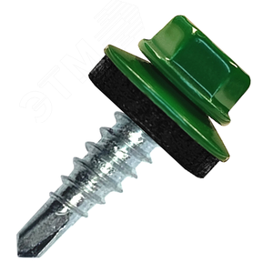 Саморез кровельный 4.8х29 RAL6005 сверло №1 шайба d=14мм с EPDM прокладкой